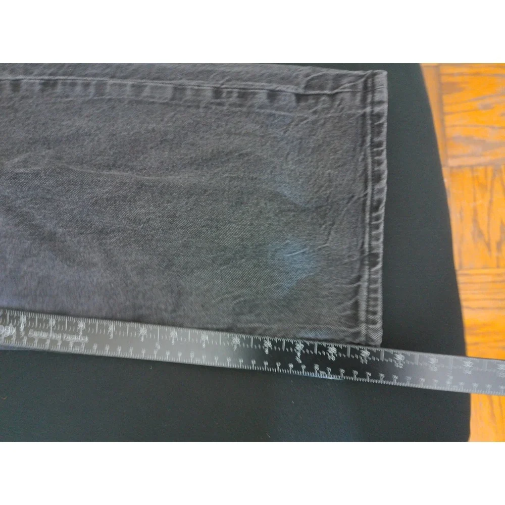 Old Navy Wide Leg Jeans Mens 10 Black Sky-Hi Extra High-Rise Faded Denim Grunge